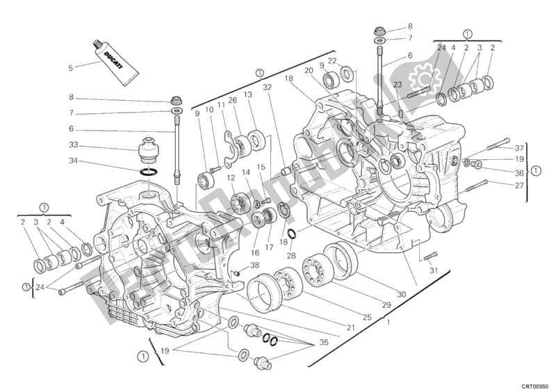 All parts for the Crankcase of the Ducati Monster S2R 1000 2006